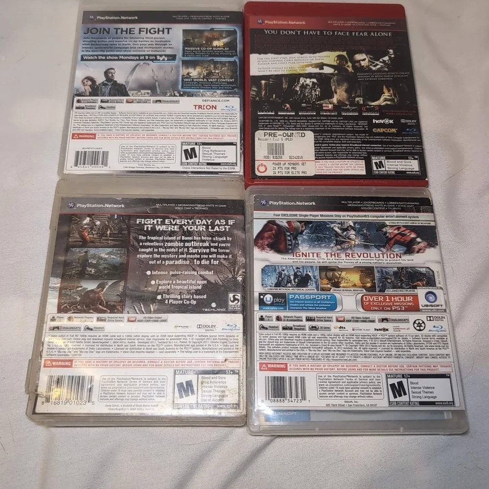 Assassin's Creed III 3, Defiance, Resident Evil 5, Dead Island Games Ps3
